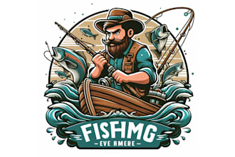 design outstanding fisherman mascot logo design for you in 12 hours