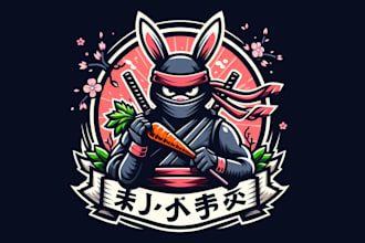 design super rabbit ninja mascot logo for you with express delivery