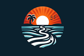 create an awesome sunset mascot logo for your company