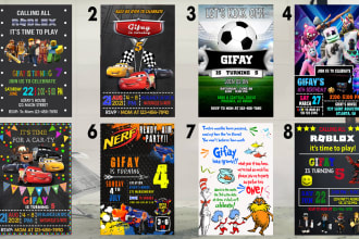 create birthday invitation digital download design cards