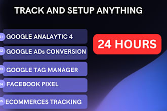 setup facebook pixel, google analytics 4, ecommerce tracking, gtm