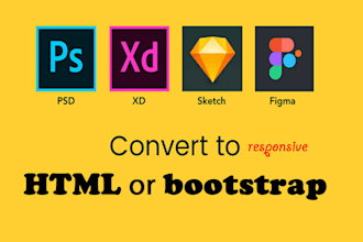 convert figma to HTML responsive design with HTML CSS bootstrap or tailwind CSS