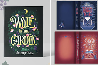 create a unique hand lettered book cover design with illustration and hand lette