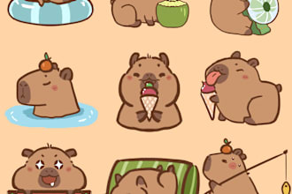 design stickers cute animals, pets, character with my style