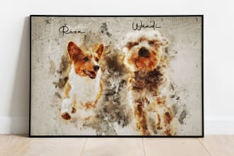 do watercolor portrait couple and family and pet of a wonderful