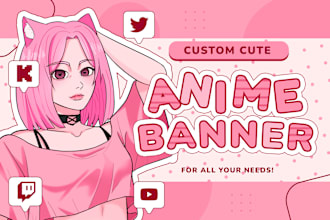 custom design cute vtuber anime banner in 24 hours