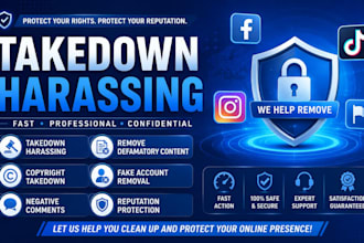 remove copyright takedown harassing mass report to facebook tiktok instagram yt
