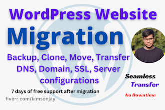 backup, migrate, move, transfer your wordpress or any website to a new hosting