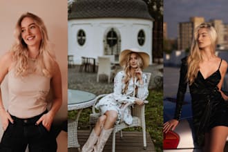 create realistic ai instagram and other social media influencer with 10 images