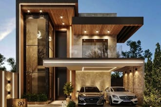 design modern house exterior and interior renders