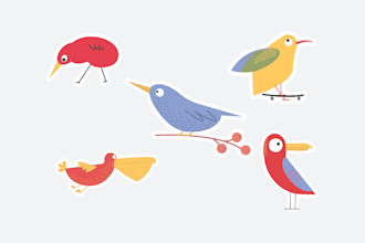 create stickers in flat, kawaii or cartoon style