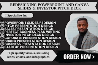 design stunning startup presentation and powerpoint slides, investor pitch deck