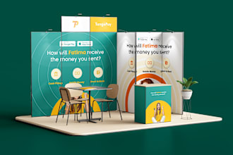design eye catching trade show booth backdrop or pop up banner