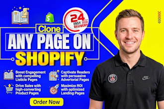 clone one product store, shopify landing page by replo, gempages, pagefly