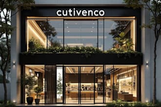 do retail store, restaurant, cafe, interior and 3d rendering
