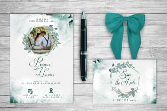 design photo wedding invitation and save the date
