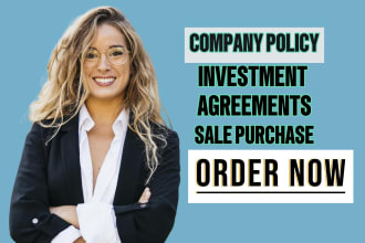 write legal contracts agreements, shareholder, investment