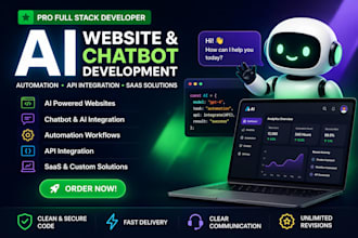 build ai website, chatbot, automation system, API integration and saas app