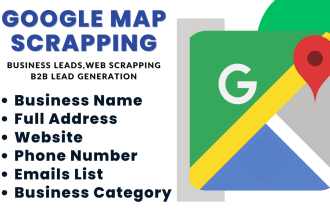 provide google map scrapping, business leads, b2b leads