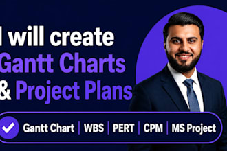 create gantt chart, wbs, pert, evm, CPM, network diagram, ms project plan