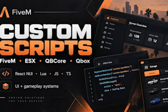 develop custom fivem scripts, nui for esx qbcore qbox
