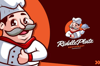 design cartoon mascot and illustration for food logo, restaurant and business