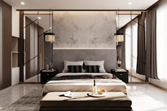 do 3d bedroom design and interior render