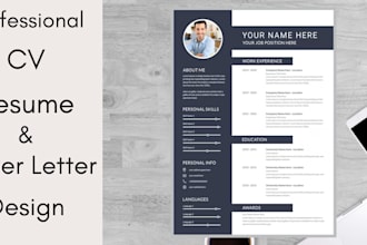 design a professional one page resume or a modern CV