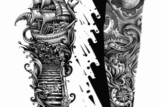 draw a custom tattoo sleeve design for you