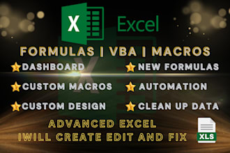 do excel vba, macros, dashboard, pivot table, template and formular