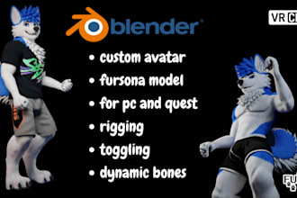 make custom vrchat avatar, 3d furry model, fursona, vtuber, vseeface nsfw