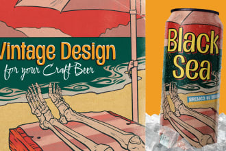 create vintage packaging for you can, craft beer, retro print