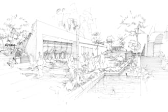 create building illustrations and architectural sketches