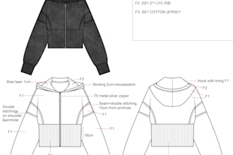 design professional fashion tech pack for factory support