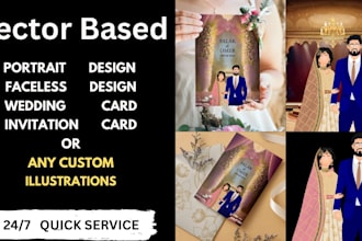 draw faceless illustration or wedding portrait from an image