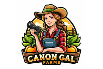 do modern female farmer, farm ,animal farm, cow, horse ,mascot logo design