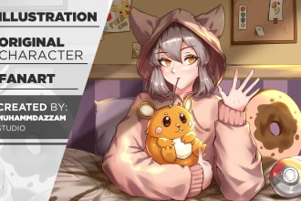 draw anime illustration, original character or fanart