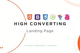 design high converting landing page HTML, CSS, bootstrap