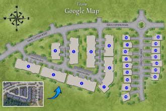 make architecture site plan, master plan, real estate, town plan from google map