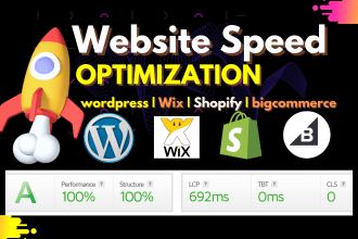 speed up wix shopify wordpress bigcommerce website with improve gtmetrix score