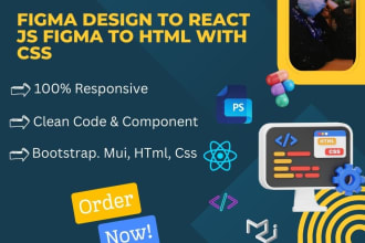 covert figma design to react js figma to html with CSS