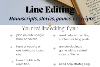 provide line editing for your story, script, book, or work