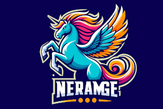 do pegasus, racing, horse, animal, wings, natural mascot logo design