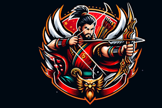 make unique archer, sport, warrior, gaming, mascot logo design