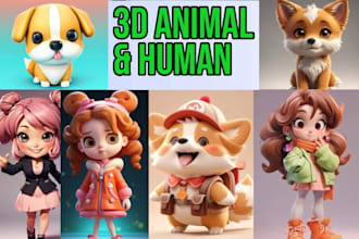make 3d character modeling, people, animal, cartoon, game art in blender