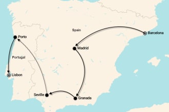 create travel route map image and video