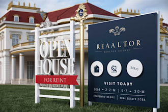 design real estate realtor open house for sale rent yard sign