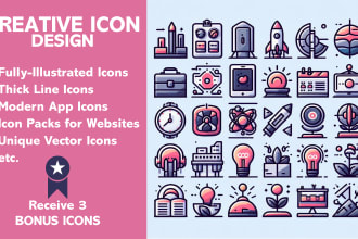 design unique hand drawn custom icons and stickers illustrations