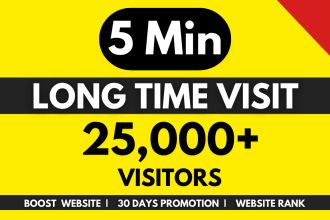 do 5min long time duration organic website traffic promotion