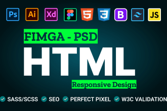 convert figma to HTML, PSD to HTML, xd to HTML
